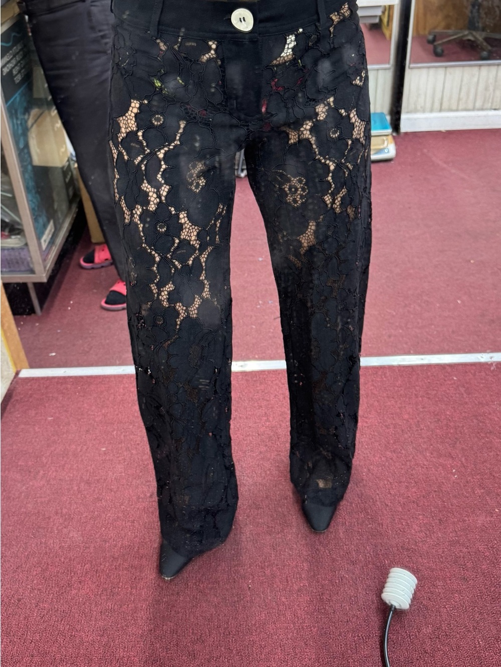 Eliou Black Floral Lace Trousers